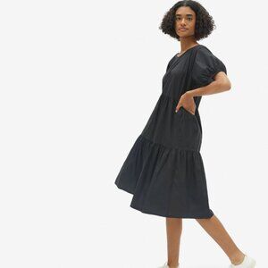 Everlane The Tiered Cotton Dress in Black